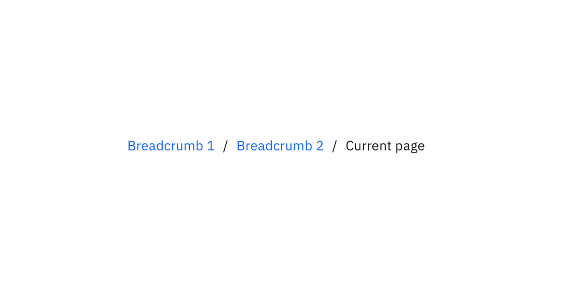 Breadcrumb showing current page Breadcrumb showing current page