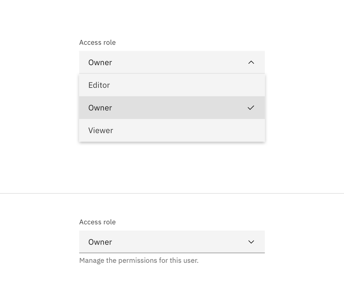 Dropdown selected state.